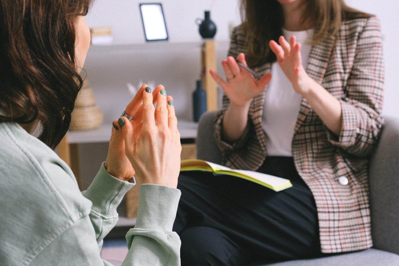 A counselling session in a private setting